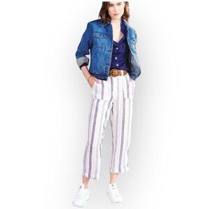 100 Linen Wide Leg Pants - Sailor Stripes